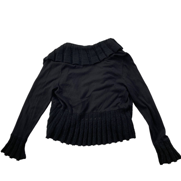 Cache Vintage Y2K Wool Blend Ribbed Cardigan Black Size Large - Picture 9 of 9